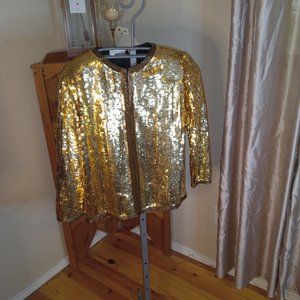 Gold Sequenced and Beaded Jacket by Alexander Byron,  India, 70's, size 12
